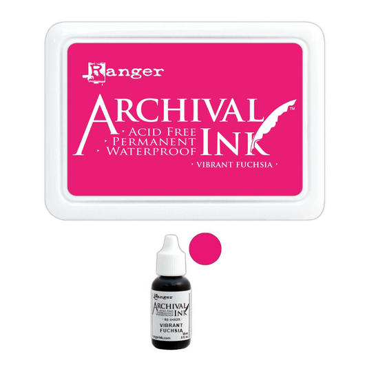 Vibrant Fuchsia Archival Ink Pad + Refill Combo